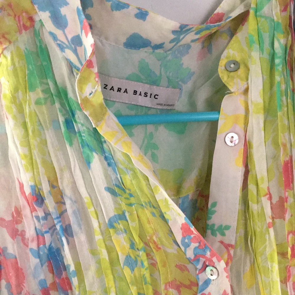Zara | Pastel Floral Print Blouse/Tunic Small